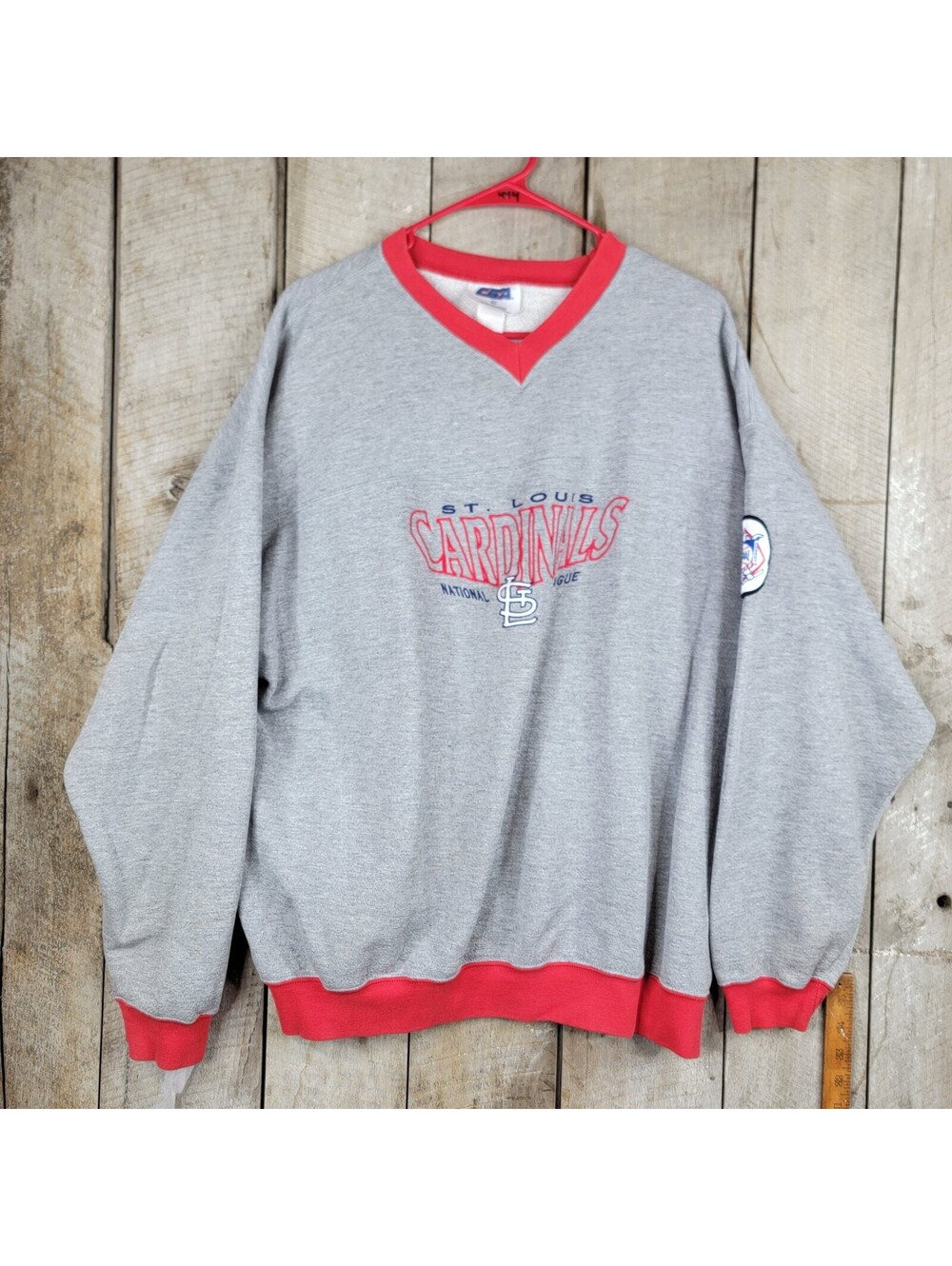 Vintage St Louis Cardinals Sweatshirt XL Gray Red MLB Crewneck Pullover Mens